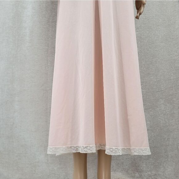 Henson Kickerrick Vintage Maxi Length Nightgown Peach White Lace Empire Waist - Picture 4 of 11